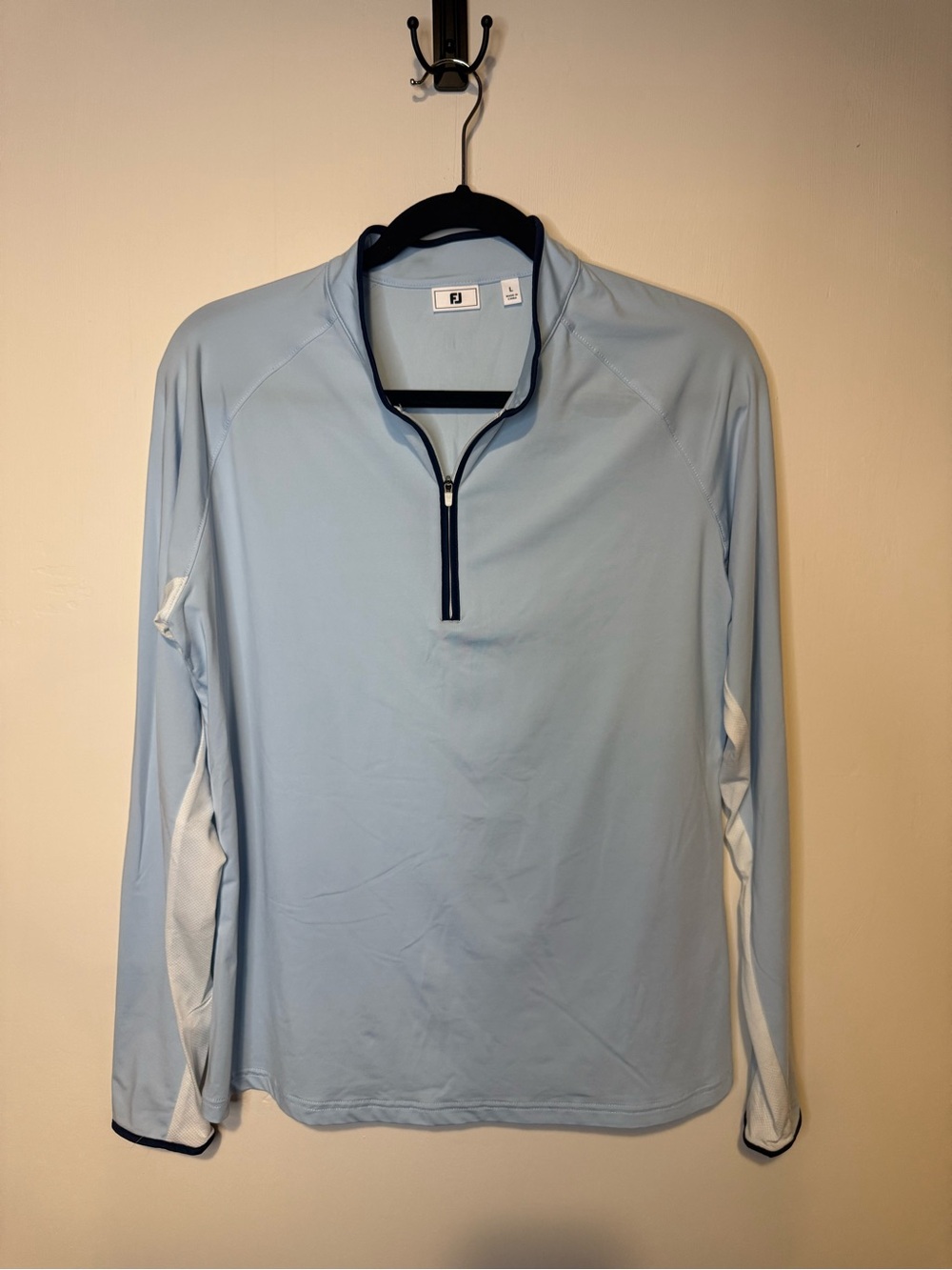 FootJoy Quarter Zip Light Blue Lightweight Collared Long Sleeve Size Large